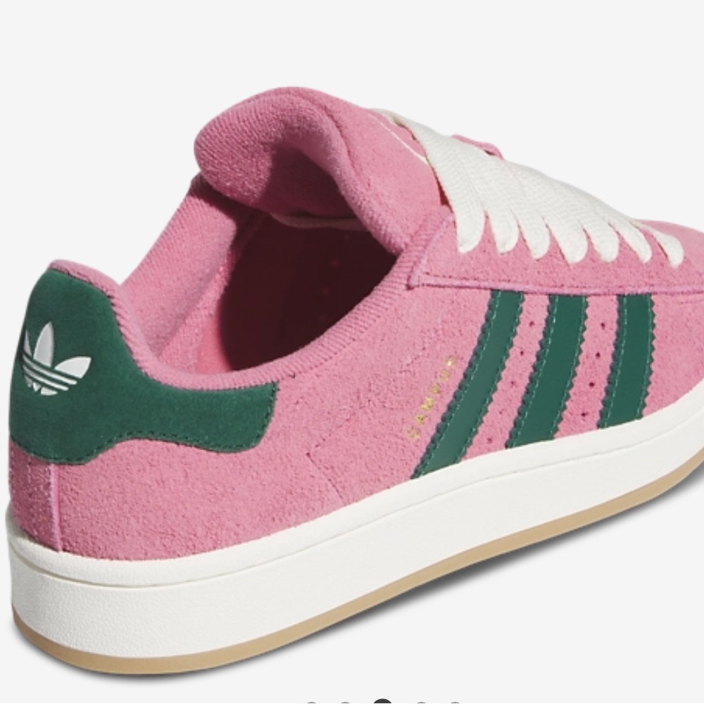 Adidas Pink and Green Suede Sneakers Campus 00 - Picture 4 of 7
